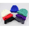 Ladies colorful acrylic knitted beanie hat